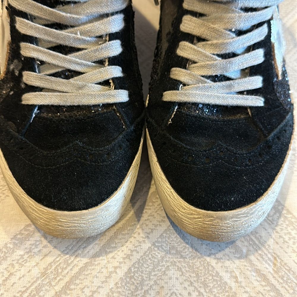 Golden Goose Mid Star Black Glitter and Silver Star Sneakers - Size 37 - Picture 2 of 12